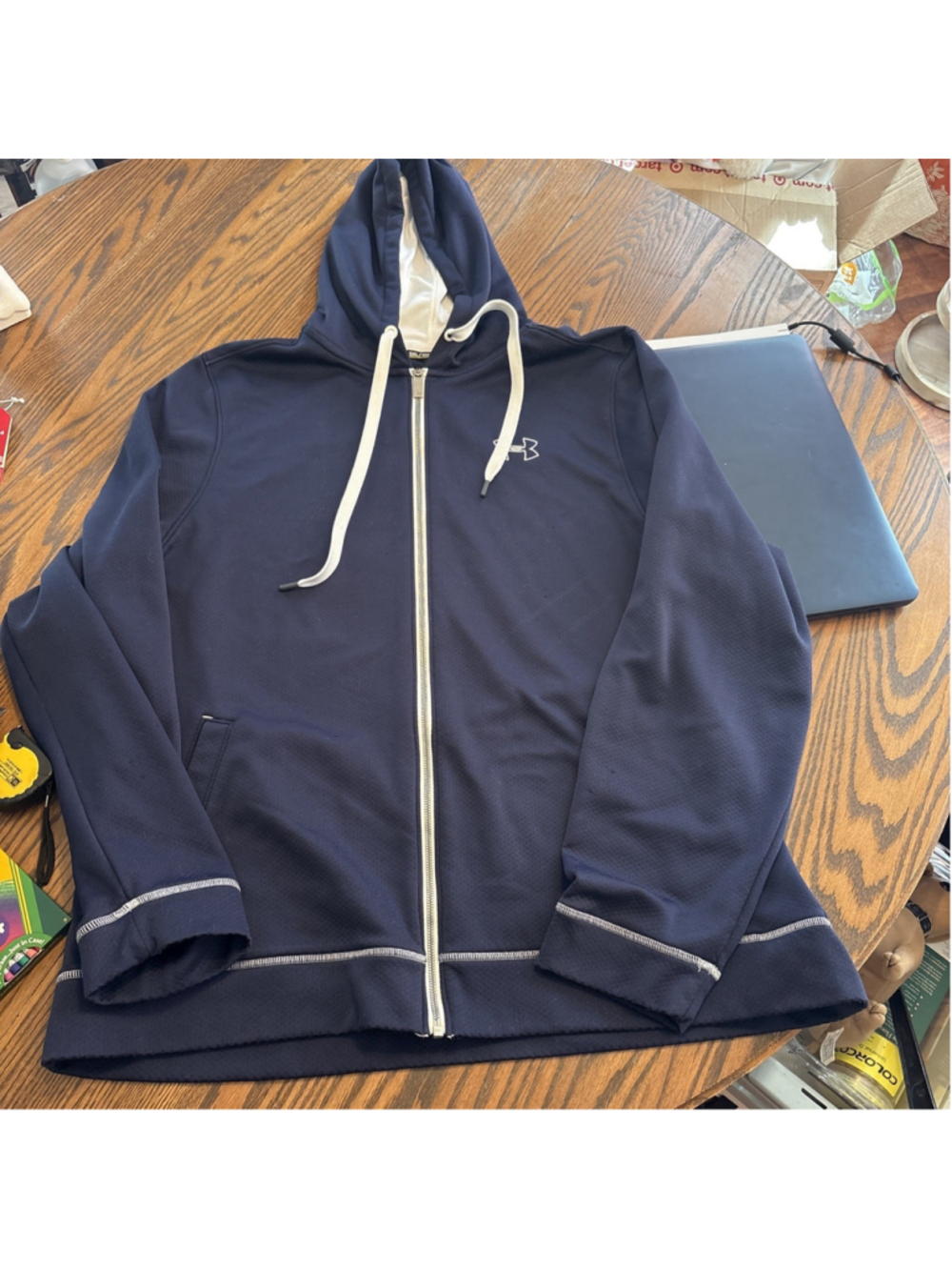 Under Armour Navy Blue Full Zip Hoodie UA Icon Size 3XL